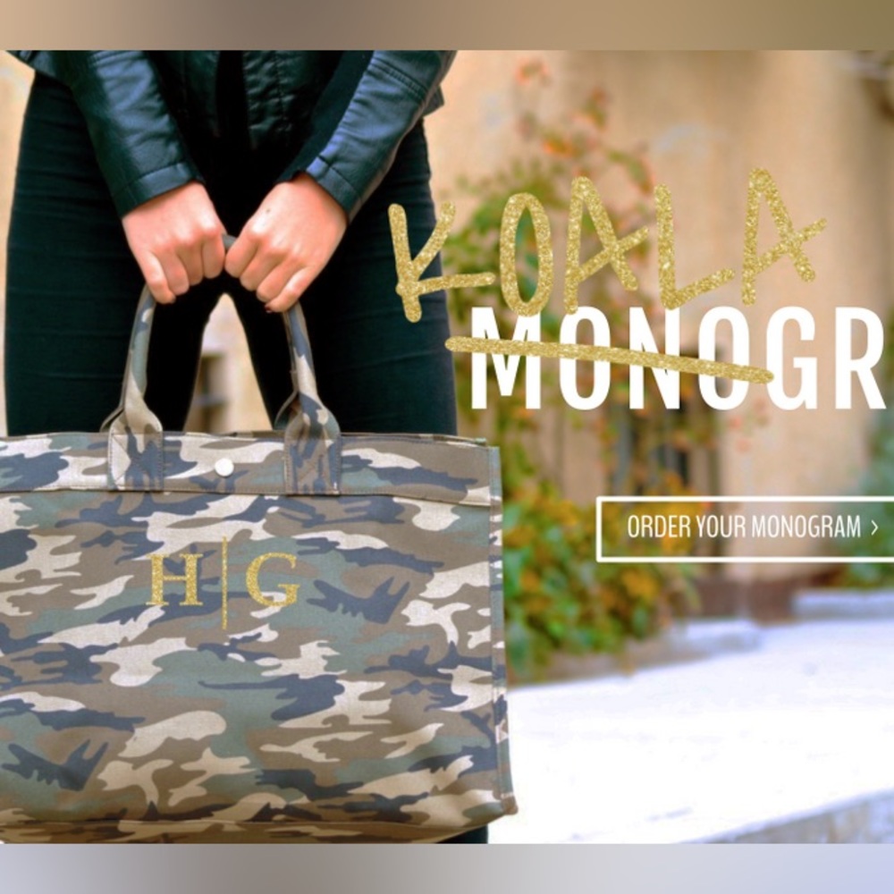 Koala Kanvas Monogram Stripe: Denim East West Bag Initials “SC”